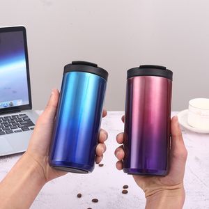Tasse à café créative de couleur dégradée, flacon sous vide en acier inoxydable 2021, gobelet à eau à Double couche, 304