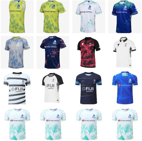 2024 Fiji Rugby Jerseys Hombres Mujeres Niños Equipo nacional de sietes 2023 Copa del mundo Sistema de 7 personas Hogar lejos Blanco Rojo Azul Negro S-5XL FIJIAN DRUA Manga corta 22 23 24 25