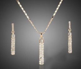 2021 Crystal Clear 18K Real Gold plaqué Autriche Elements Boucles d'oreilles et ensembles de collier pendentif Sell26651958291964