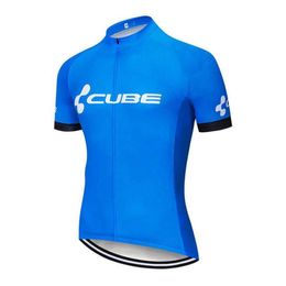 2021 Cube Team Mens 100% Polyester Maillot de cyclisme Été Séchage rapide Manches courtes VTT Chemise de vélo Vêtements de sport en plein air Roupa Ciclismo 223M