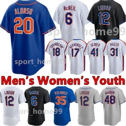 2024 Custom 12 Francisco Lindor Jersey 9 Brandon Nimmo 1 Jeff McNeil 20 Pete Alonso 22 Brett Baty 4 Francisco Alvarez 10 Ronny Mauricio 18 Joey Wendle honkbalshirts