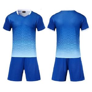2021 Maillots de football personnalisés Ensembles de football bleu royal lisse absorbant la transpiration et respirant costume d'entraînement pour enfants Jersey 51
