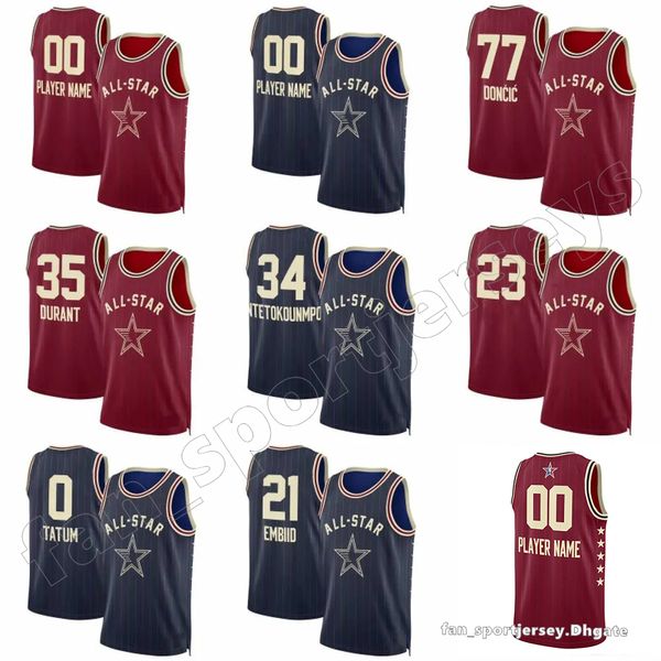 Vente Maillot de basket-ball imprimé All-Star 2024 SGA LeBron Haliburton Stephen Curry Kevin Durant Brunson Luka Doncic Embiid Jayson Tatum Banchero Jokic Booker