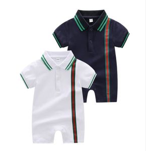 2021 schattige baby jongens meisjes zomer rompertjes katoen peuter korte mouw jumpsuits turn-down kraag baby casual onesies 0-24 maanden