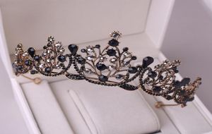 2021 Mignon baroque princesse coiffes noir strass diadème de mariée mariage 18e anniversaire reine couronne accessoires de fête formelle3992074
