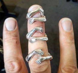 2021 Leuke Goud Zilver Kleur Liefde Knuffel Ring Creatieve Verstelbare Open Paar Ringen voor Vrouwen Mannen Modeliefhebbers Sieraden Geschenken Q07086271635
