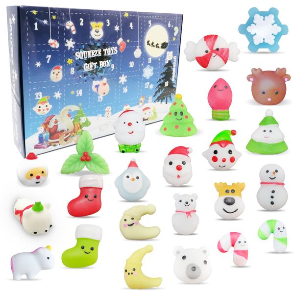 2021 mignon gluant calendrier de l'avent noël Fidget jouets Mini sac ensemble Anti-stress Kit Figet presser cadeaux pour enfants