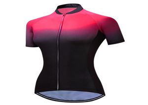 2021 Ciclismo Jersey Mujeres Capases cortas de manga corta Tops de jersey de bicicleta transpirable 2021 Summer rojo Gradiente negro Camisa de bicicleta Ciclismo Wear4123929