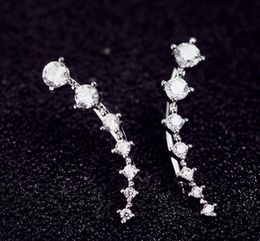 2021 CZ Diamond Clip Manchet Oorbellen Zilver / Vergulde Dipper Haak Stud Oorbellen Sieraden voor Dames Oorbel