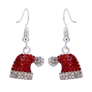 2021 boucles d'oreilles goutte Zircon ethnique mode rouge chapeau noël boucles d'oreilles suspendues pour les femmes mignon bijoux paire cadeau