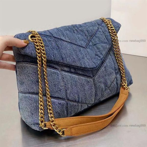 2021 Denim Jeans Umhängetasche Frauen Tote Handtasche Geldbörse Frosted Rindsleder Cowboy Umhängetaschen Gold Hardware Strap Flap Messenger Ha334Y