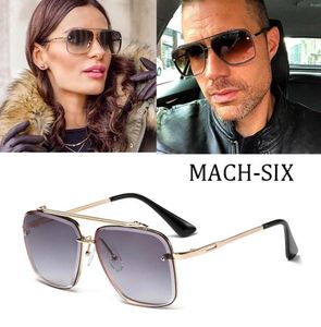2021 Design Fashion Mach Six Huit Stryment Gradient Lens Lunettes de soleil Men Vintage Brand Sun Glasse Rimless8639399