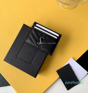 2021 Porte-cartes Designer Hommes Femmes Porte-cartes Noir 44 Mini portefeuilles Poche porte-monnaie Poches intérieures à fente Petit sac en cuir véritable en gros