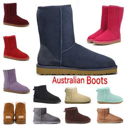 2021 Designer Classic Rechte Mode Vrouwen Australië Australische Laarzen Winter Snow Burry Fluff Yeah Satin Boot Navy Enkle Booties Fur Ceath