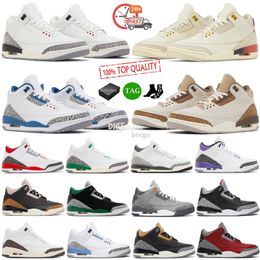 Basketbalschoenen Jumpman 3 Heren Dames Sneakers 3s Wit Cement Fear Fire Red Lucky Green Palomino Cardinal Racer Blue Washington Wizards UNC laser Oranje Trainer