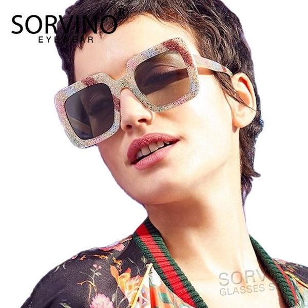 Lunettes de soleil carrées rétro de styliste pour femmes, haute qualité, paillettes, couleur arc-en-ciel, rayures, Hipster, été, 2021