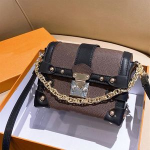 2021 Diseñador Bolsas de hombro Monedero Caja Bolsa Moda Mujeres Patchwork Color Letra Hasp Nuevo patrón Cadena Cross Body Bag 234Y