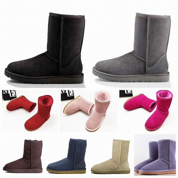 2021 Designer Femmes Bottes de neige australiennes Femmes Hiver WGG Fourrure Fourrure Satin Bottine Fourrure Cuir Chaussures d'extérieur 48YK #