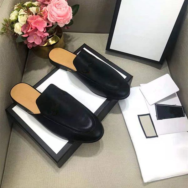 2021 designer femmes sandales en cuir Baotou demi pantoufles été mode paresseux plat français rétro shoes35-42
