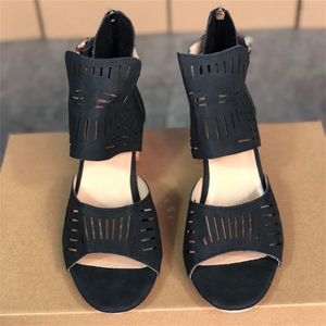 2021 Designer Femmes Sandale Été Sandales À Talons Hauts Noir Bleu Partie Diapositives Avec Des Cristaux Plage En Plein Air Casual Chaussures Grande Taille W73