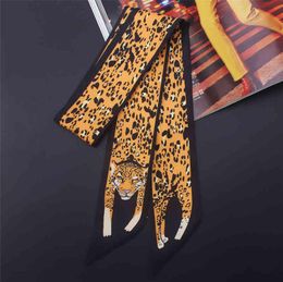 2021 Designer Femmes Silk Skinny Scarpe Animal Imprimé Nouveauté Femelle Écharpe à cravate Sac à ruban Scarbes Twill Neck Band2046588