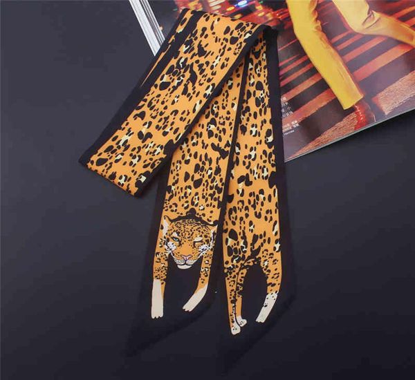 2021 Designer Femmes Silk Skinny Scarpe Animal Imprimé Nouveauté Femelle Écharpes Feme Ribbon Sac Craquins Twill Neck Band4540353