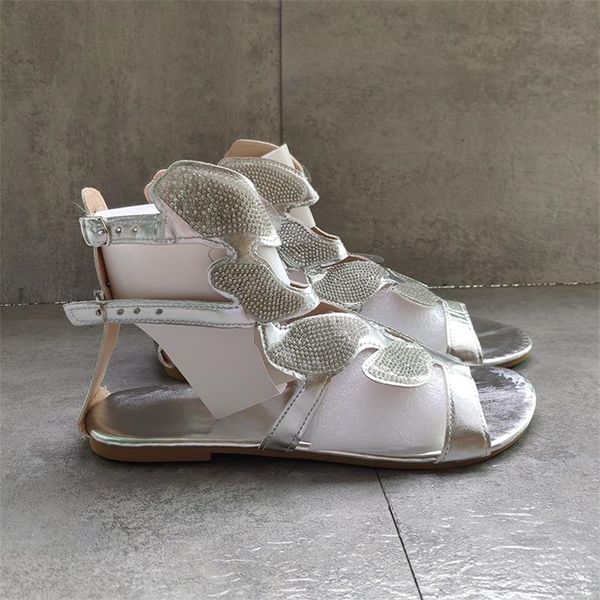2021 Designer femmes pantoufle sandale mode été bas papillon avec strass sandales chaussures plates dames tongs Top qualité 35-43 W17