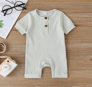 2021 Designers Vêtements Enfants 2020 Couleurs entières Summer Ruffles Body pour bébé bébé fille garçon à manches courtes en coton côtelé Romper216157233