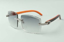 lunettes de soleil à diamants sans fin 3524022, verres en bois hybrides naturels à verres coupants, taille: 58-18-135mm