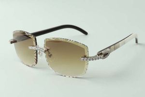 2021 gafas de sol de diseñador 3524023 diamantes sin fin cortes lentes naturales híbridos cuerno de búfalo gafas, tamaño: 58-18-140 mm