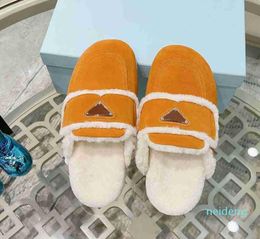 2021 Desiner Top Wol Top Schoenen Winter Pluche Half Slippers Indoor Hotle Warm Fox Fur Sandals voor Vrouwen Dia's Met Doos 302