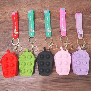 2021 DHL Decompressie Toy Creative Ice Cream Soft Silicone Wallet Sleutelhanger Cartoon Fun Game Bag Hanger Small Gift