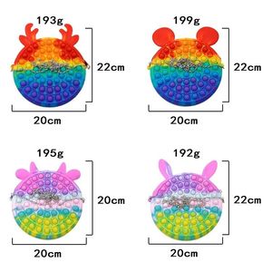 2021 DHL nuevo bolso lindo Fidget juguetes Reliver Stress Toy Rainbow Push Bubble Simple Dimmer antiestrés sensorial niños juego mochila