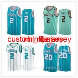 2021 Draft Pick 2 LaMelo Ball Jersey Menthe Vert Bleu City Basketball ManEdition Cousu S-5XL