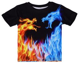 2021 Dragon Fire 3D Print T-shirts Kinderen Kids Streetwear Grappige Cartoon Animal Tees Tops Jongens Meisjes Sportkleding Mode T-shirt H3581043
