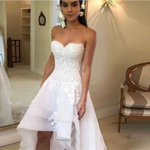 2021 Robes chérie Appliques High Low Country Marié Robe de mariée robe Robe Mariage Vestido de Novia 0509