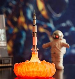 2021 Dropship 3D Print LED Night Light Space Shuttle Rocket Lamp Saturn V Lampen tafelverlichting voor ruimteliefhebbers USB opladen SWITC4376301