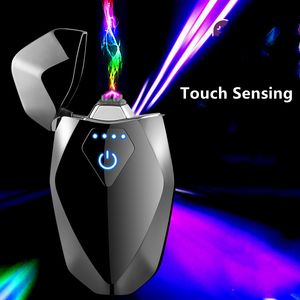 2021 Elektrische Plasma Double Arc Lichter USB Charge Metal Winddichte Kaars Sigaren Pijp Aanstekers Creatieve Gadgets voor Mannen Gift