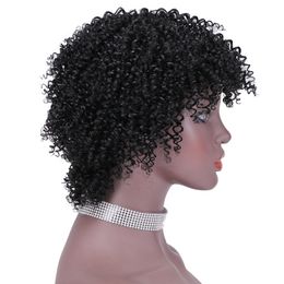 2021 Fashion européen et américain Loisirs Short Volume Human Cheveux Set Wig Tempérament Femme Petit Touille Africaine Tête Explosive Haute Qualité