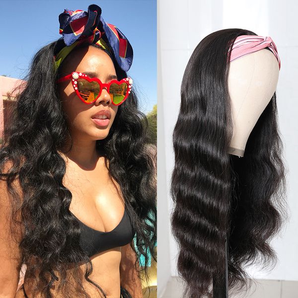 2021 Perruque de bandeau européenne et américaine Mode Casual Black Snake Curl Cheveux bouclés avec grande vague de longs cheveux bouclés réel avec tempérament dame