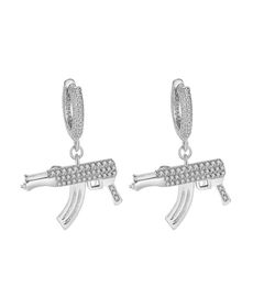 Boucles d'oreilles pistolet de personnalité européenne et américaine pour hommes et femmes, incrustées de Zircon, Hip Hop, mode Net rouge, tendance Wild9918571, 2021