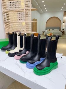 Bottes courtes à semelle extérieure multicolore, style européen et américain, en cuir, à la mode, polyvalentes, taille 35 à 45, 2021