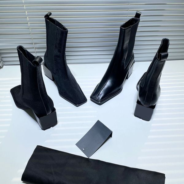 Botas cortas con letras cuadradas para mujer, estilo europeo y americano, parte superior de cuero, versátil, talla 34-40, 2021