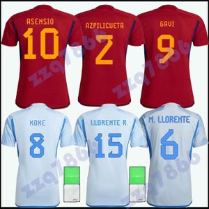 2022 Wereldbeker Espana Morata Koke Gavi -fans speler voetbalshirt 2022 Rodrigo Alcace Shirt Asension Ramos Salabiand Man Kids Kit voetbal