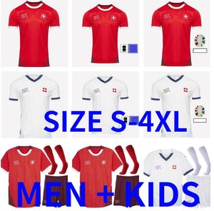 Xxxl 4xl 2024 2025 Suisse Jerseys de football 24 25 Swiss Vargas Akanji Zakaria Rodriguez Elvedi Maillots de Football Shirt Uniforms National Team Uniforms Men Kids Kit