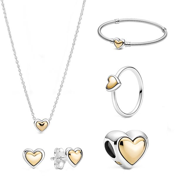 Ensemble exquis de bijoux bicolores en forme de cœur, bijoux de haute qualité pour femme ou mère, cadeau romantique pour la fête des mères, 2021
