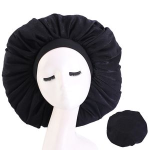 2021 Extra Large femmes Satin nuit bonnet de sommeil cheveux Bonnet chapeau soie tête couverture élastique large bande foulard bonnet de nuit bonnet soins des cheveux