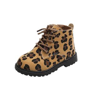 2021 automne hiver filles Martin bottes garçons enfant en bas âge bébé doux bottes courtes imprimé léopard antidérapant filles bottes chaussures pour enfants 21-30 G1210