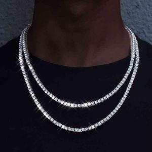 2021 Mode 1 Rij Strass Kettingen Mannen Hip Hop Rap Zanger Ijs Tennis Ketting Glanzende Vrouwen Necklace189s