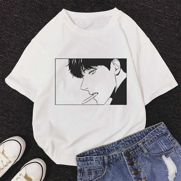 2021 mode Bj Alex imprimer T-shirt femmes été décontracté t-shirts Harajuku coréen charmant garçon Ulzzang graphique hauts Kawaii T-shirt X0628